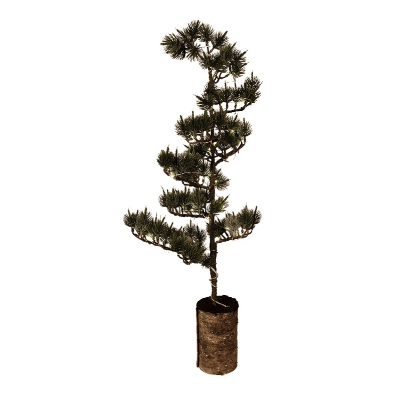 Clayre & Eef Mini Artificial Christmas Tree 28x28x80 cm / 3xAAA Green Wood