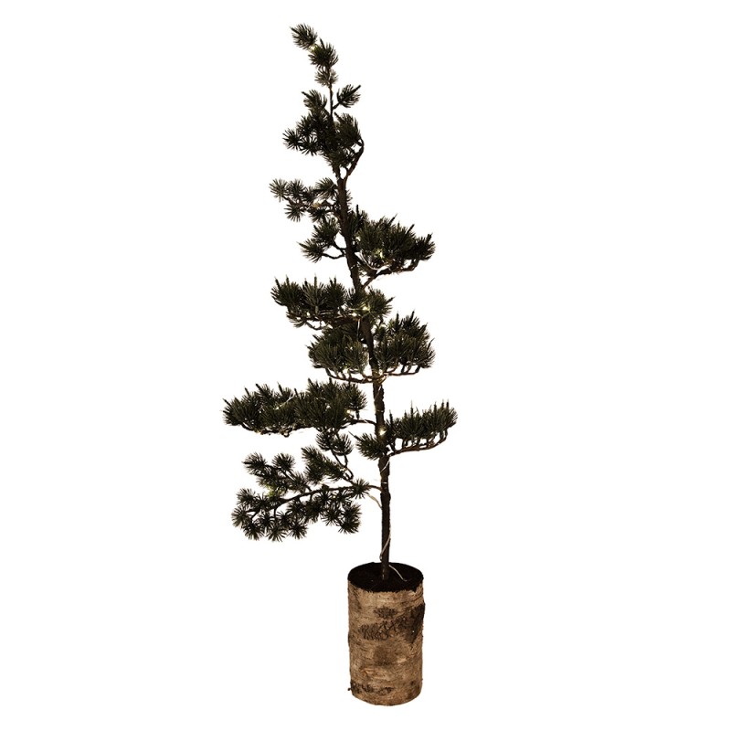 Clayre & Eef Mini Artificial Christmas Tree 35x35x100 cm / 3xAAA Green Wood
