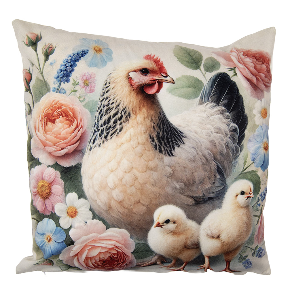 Clayre & Eef Kussenhoes 45x45 cm Beige Polyester afbeelding 1