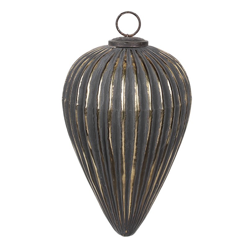 Clayre & Eef Kerstbal Ø 15x26 cm Zwart Glas