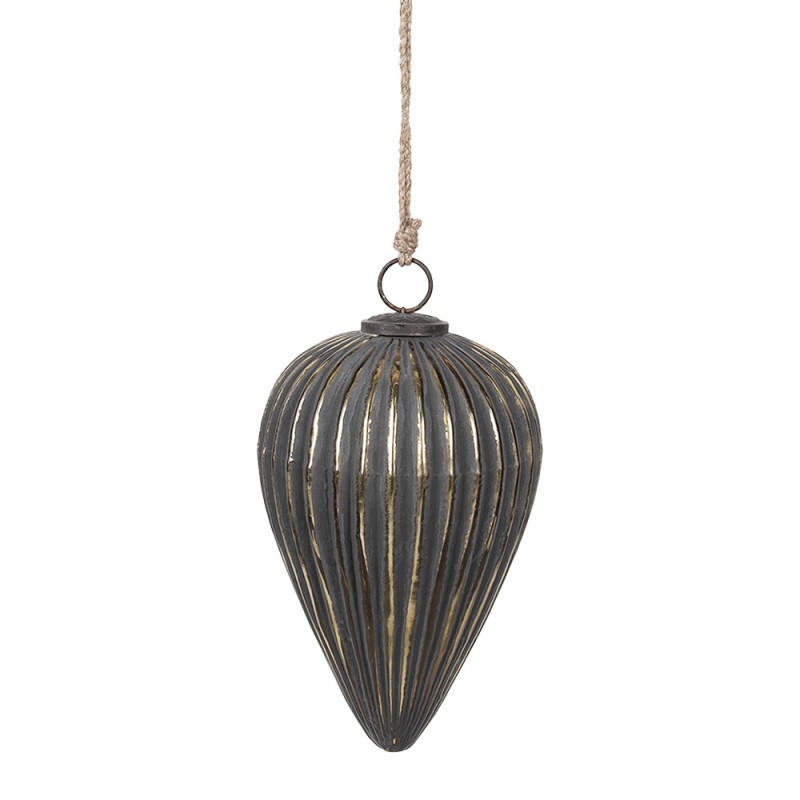 Clayre & Eef Kerstbal Ø 15x26 cm Zwart Glas