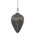 Clayre & Eef Christmas Bauble Ø 14x20 cm Black Glass