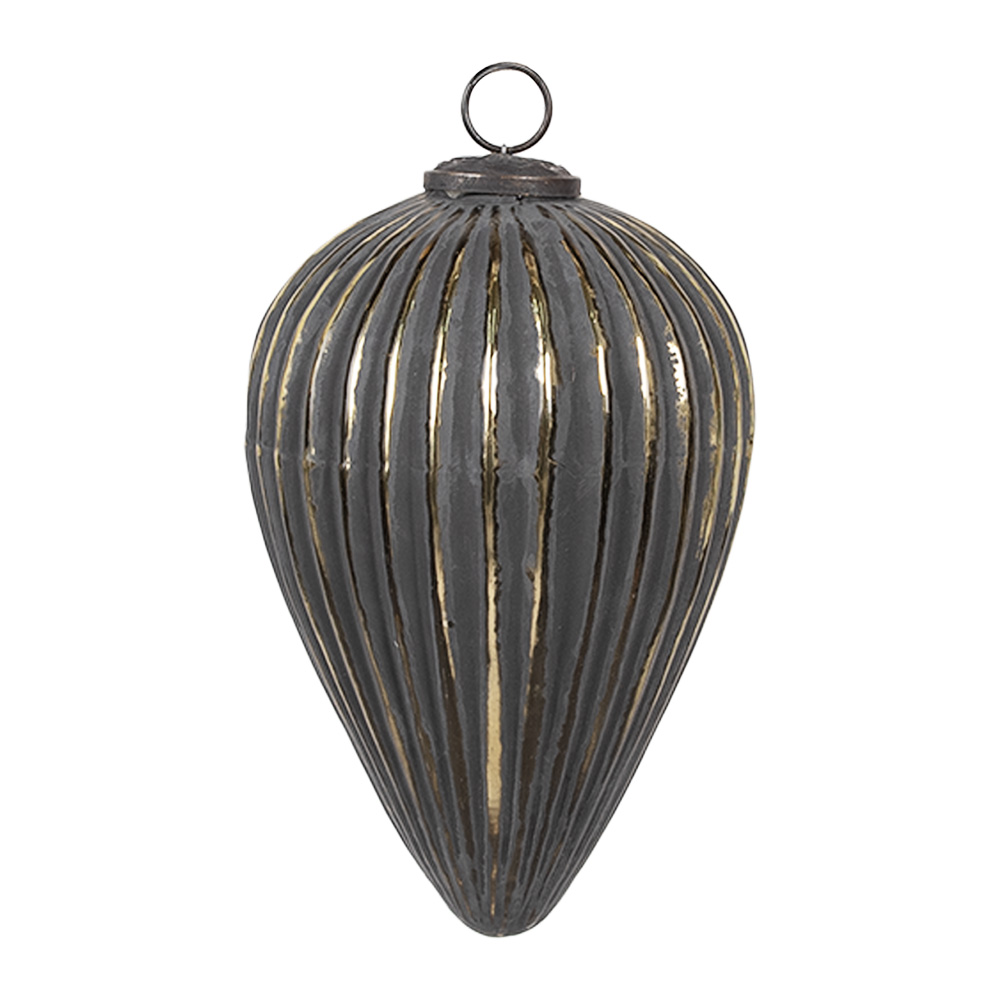 Clayre&Eef KerstbalØ 10x13 cm Zwart Glas afbeelding