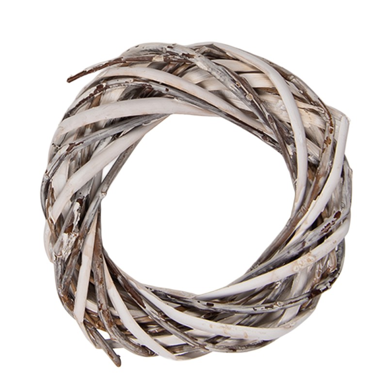 Clayre & Eef Couronne Ø 10x2 cm Blanc Rotin