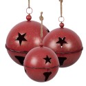 Clayre & Eef Statuetta decorativa di Natale Pallina di Natale Ø 60 / Ø 50 / Ø 40 cm Rosso Metallo