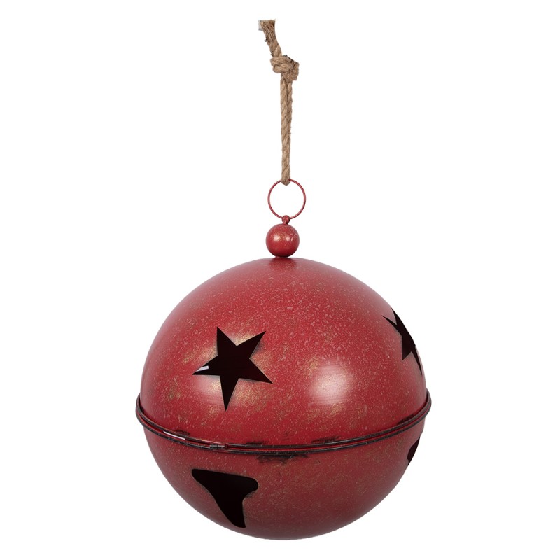 Clayre & Eef Statuetta decorativa di Natale Pallina di Natale Ø 60 / Ø 50 / Ø 40 cm Rosso Metallo