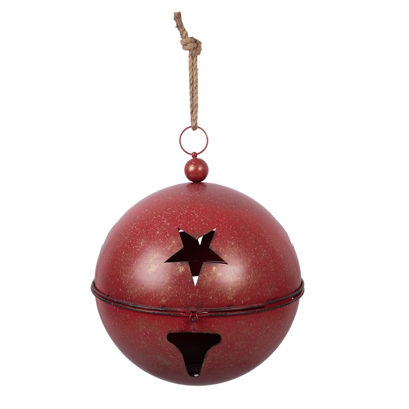 Clayre & Eef Statuetta decorativa di Natale Pallina di Natale Ø 60 / Ø 50 / Ø 40 cm Rosso Metallo