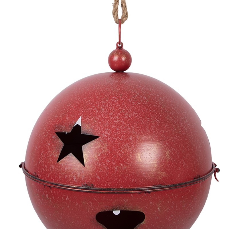 Clayre & Eef Statuetta decorativa di Natale Pallina di Natale Ø 60 / Ø 50 / Ø 40 cm Rosso Metallo