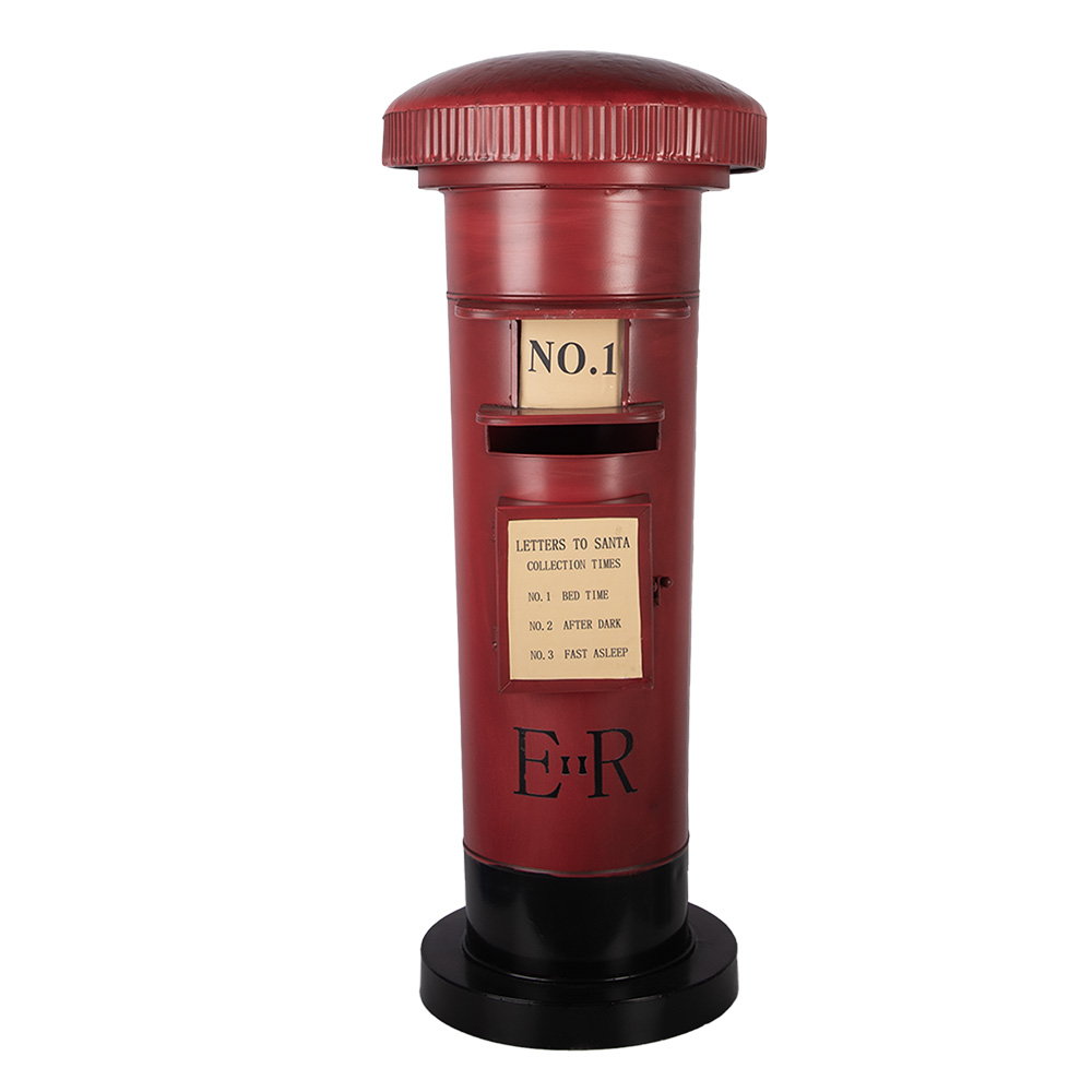 Clayre & Eef Kerstdecoratie Beeld Brievenbus Ø 36x86 cm Rood Metaal afbeelding