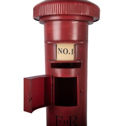 Clayre & Eef Kerstdecoratie Beeld Brievenbus Ø 36x86 cm Rood Metaal