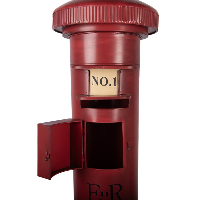 Clayre & Eef Statuetta decorativa di Natale Buca delle lettere Ø 36x86 cm Rosso Metallo