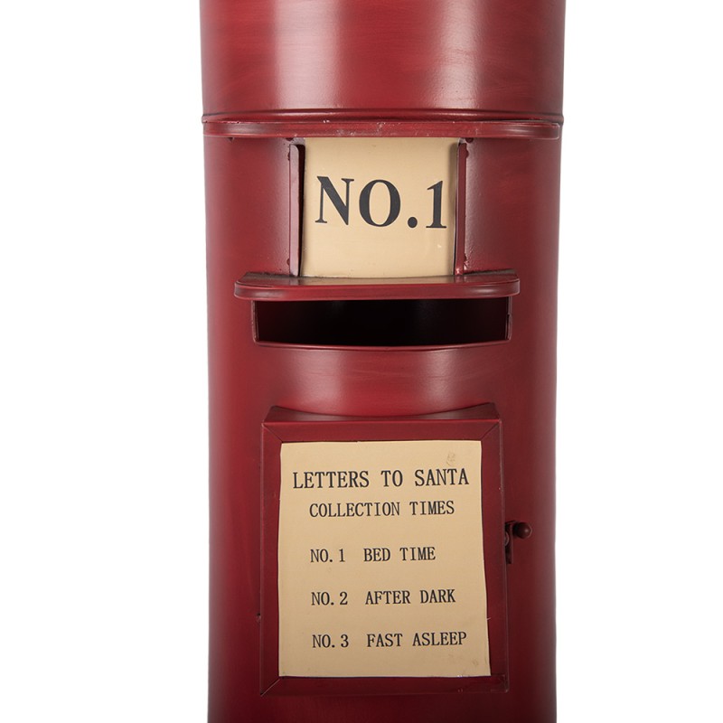 Clayre & Eef Statuetta decorativa di Natale Buca delle lettere Ø 36x86 cm Rosso Metallo