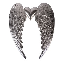 Clayre & Eef Wanddecoratie Vleugels 38x3x46 cm Zilverkleurig Aluminium