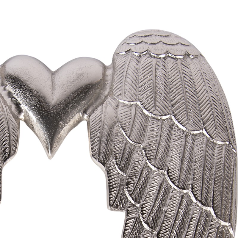 Clayre & Eef Wanddecoratie Vleugels 38x3x46 cm Zilverkleurig Aluminium