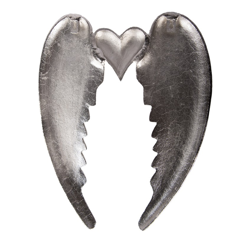 Clayre & Eef Wanddecoratie Vleugels 38x3x46 cm Zilverkleurig Aluminium