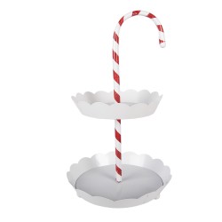 Clayre & Eef Etagère 2 laags Ø 29x47 cm Wit Metaal