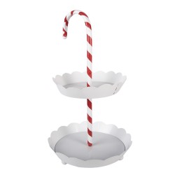 Clayre & Eef Etagère 2 laags Ø 29x47 cm Wit Metaal