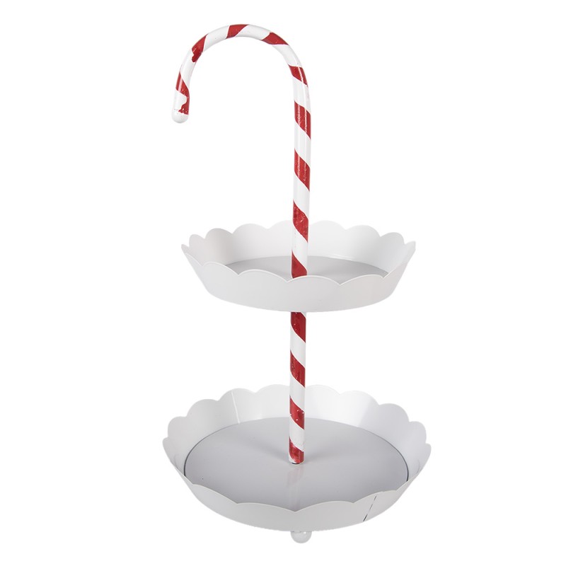 Clayre & Eef Etagère 2 laags Ø 29x47 cm Wit Metaal