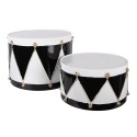 Clayre & Eef Statuetta decorativa di Natale Tamburo Ø 35x26 / Ø 30x17 cm Bianco Nero Metallo