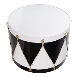 Clayre & Eef Kerstdecoratie Beeld Trommel Ø 35x26 / Ø 30x17 cm Wit Zwart Metaal