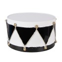 Clayre & Eef Statuetta decorativa di Natale Tamburo Ø 35x26 / Ø 30x17 cm Bianco Nero Metallo