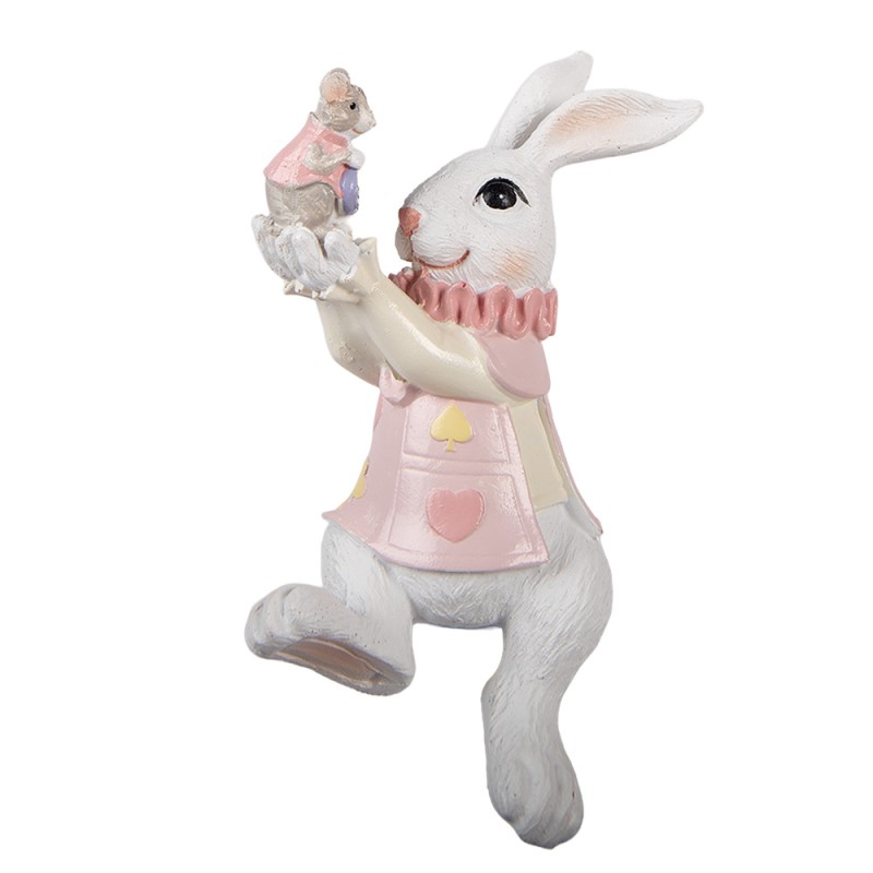 Clayre & Eef Statuetta decorativa Coniglio 9x9x14 cm Bianco Plastica