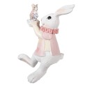 Clayre & Eef Statuetta decorativa Coniglio 9x9x14 cm Bianco Plastica