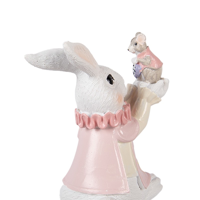 Clayre & Eef Statuetta decorativa Coniglio 9x9x14 cm Bianco Plastica