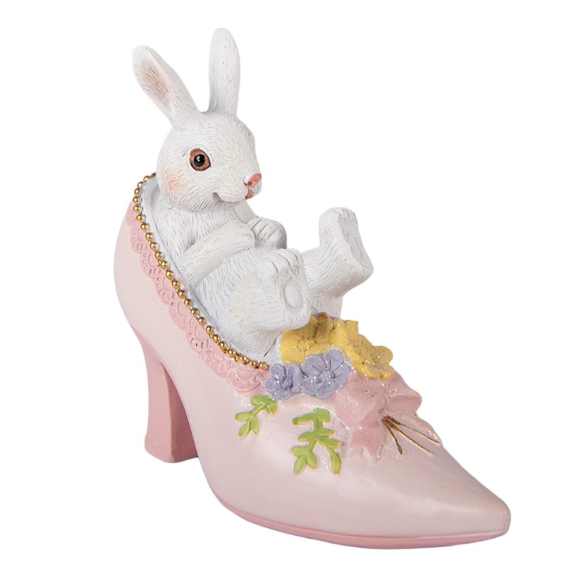 Clayre & Eef Statuetta decorativa Coniglio 13x5x12 cm Bianco Plastica