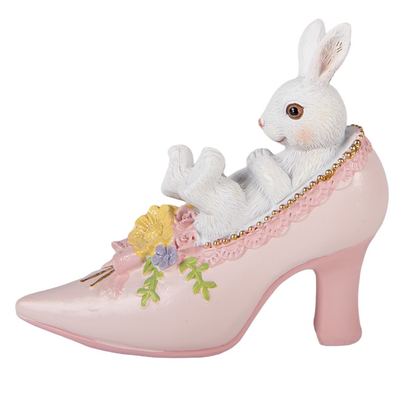 Clayre & Eef Statuetta decorativa Coniglio 13x5x12 cm Bianco Plastica