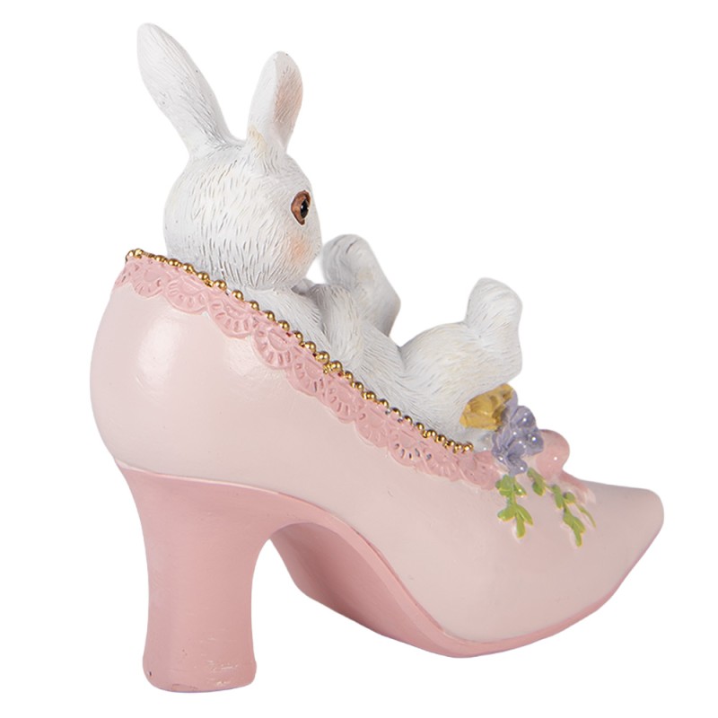 Clayre & Eef Statuetta decorativa Coniglio 13x5x12 cm Bianco Plastica