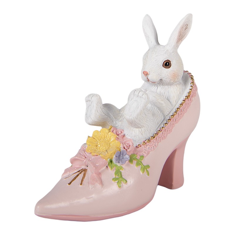 Clayre & Eef Statuetta decorativa Coniglio 13x5x12 cm Bianco Plastica