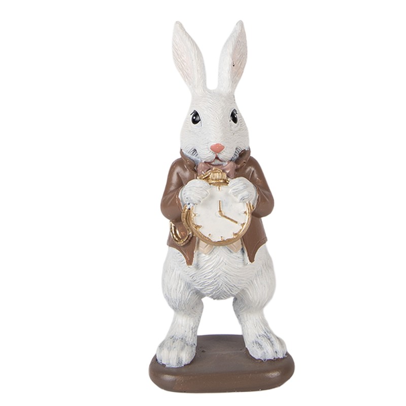 Clayre & Eef Statuetta decorativa Coniglio 7x7x16 cm Bianco Plastica