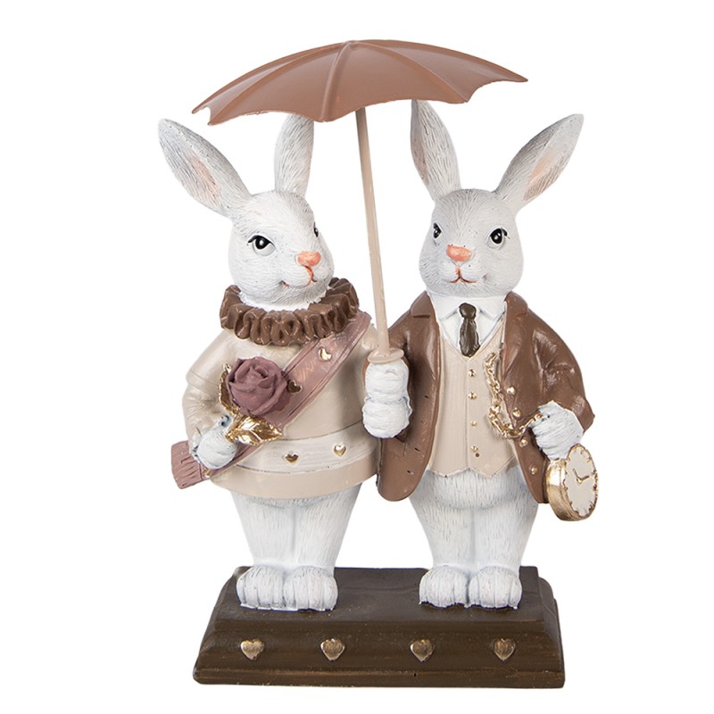 Clayre & Eef Statuetta decorativa Coniglio 13x6x16 cm Bianco Plastica