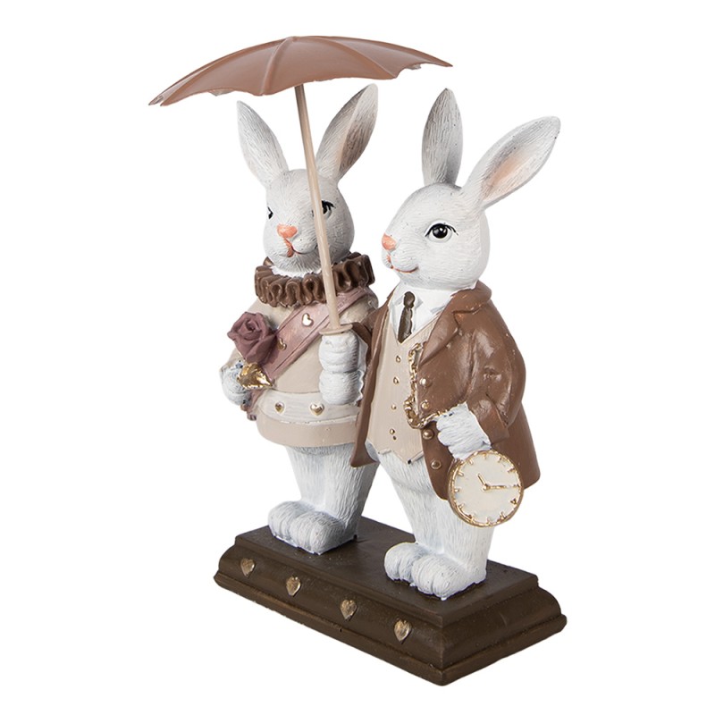 Clayre & Eef Statuetta decorativa Coniglio 13x6x16 cm Bianco Plastica