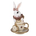 Clayre & Eef Statuetta decorativa Coniglio 8x8x14 cm Bianco Plastica