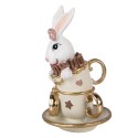 Clayre & Eef Statuetta decorativa Coniglio 8x8x14 cm Bianco Plastica