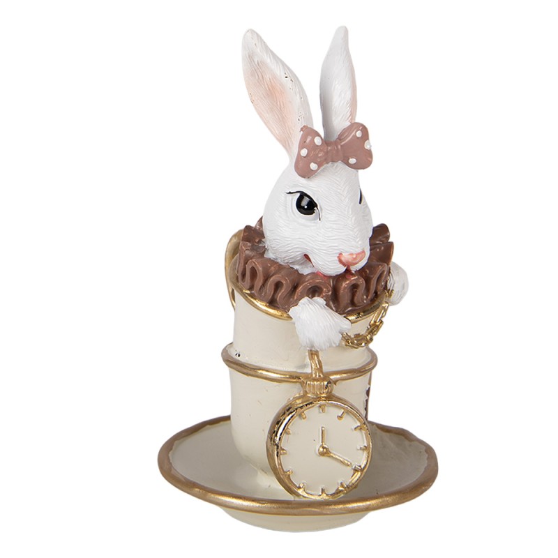 Clayre & Eef Statuetta decorativa Coniglio 8x8x14 cm Bianco Plastica