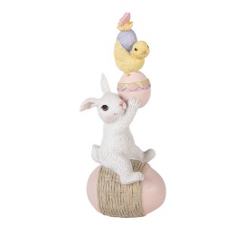 Clayre & Eef Statuetta decorativa Coniglio 8x6x19 cm Bianco Plastica