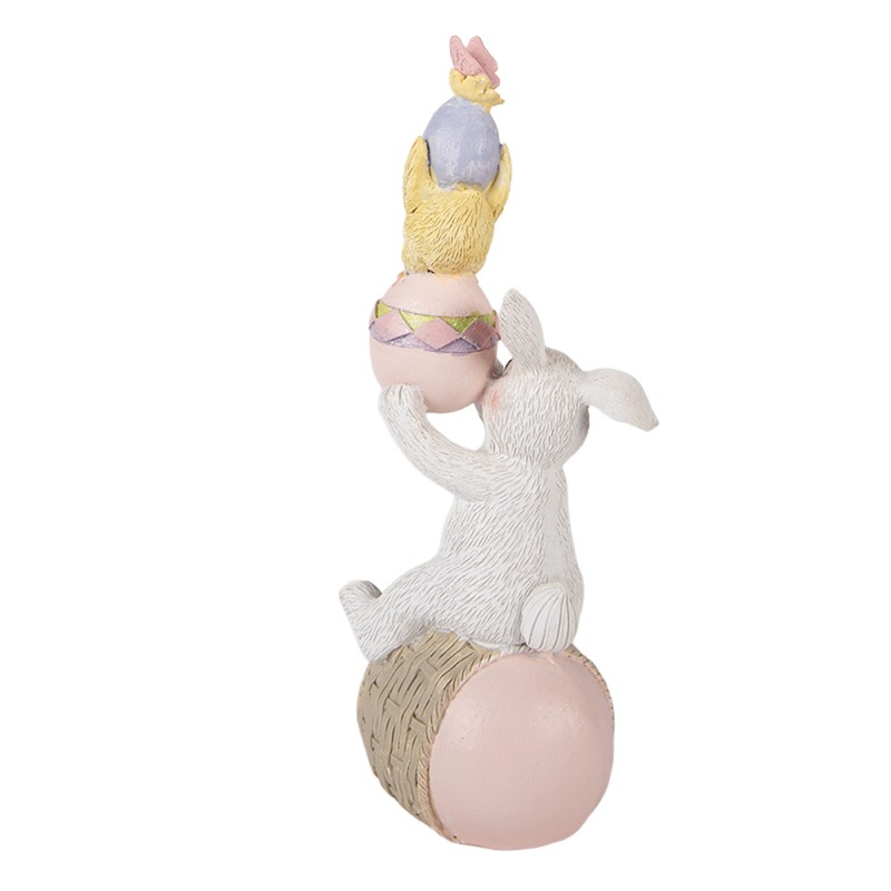 Clayre & Eef Statuetta decorativa Coniglio 8x6x19 cm Bianco Plastica