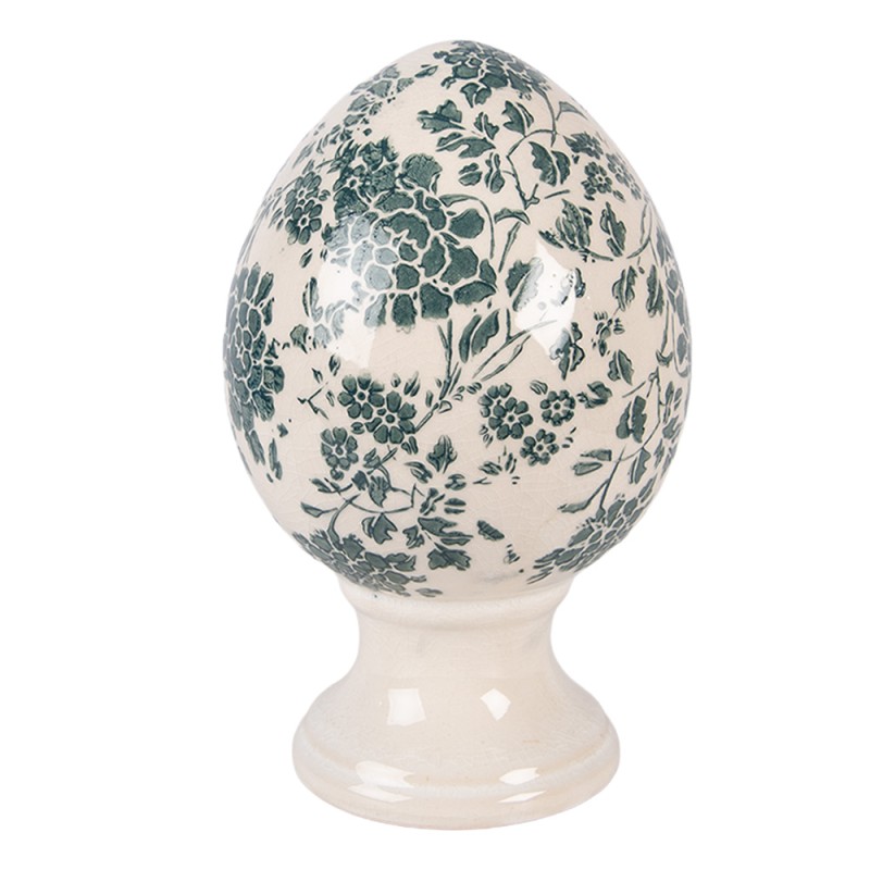 Clayre & Eef Decoratie Beeld Ei Ø 12x19 cm Beige Keramiek