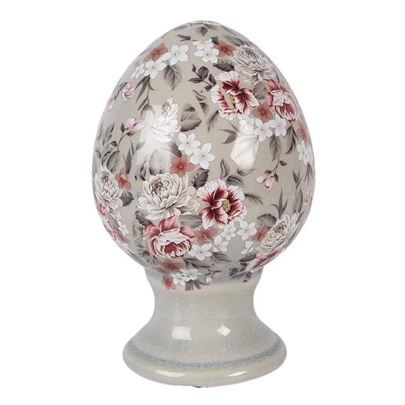 Clayre & Eef Decoratie Beeld Ei Ø 9x14 cm Grijs Keramiek