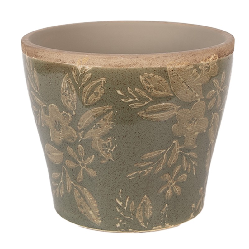 Clayre & Eef Planter Ø 10x9 cm Green Ceramic
