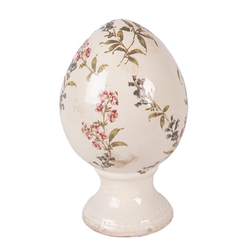 Clayre & Eef Decoratie Beeld Ei Ø 12x19 cm Beige Keramiek