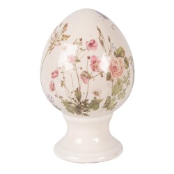 Clayre & Eef Decoratie Beeld Ei Ø 9x14 cm Beige Keramiek