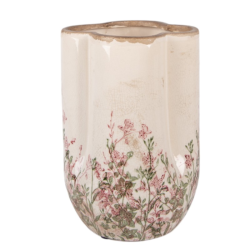 Clayre & Eef Vaas Ø 16x24 cm Beige Keramiek