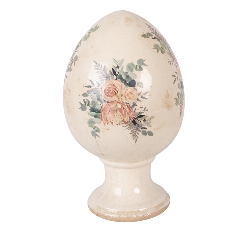 Clayre & Eef Image de décoration Œuf Ø 17x28 cm Beige Céramique