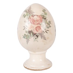 Clayre & Eef Decoratie Beeld Ei Ø 15x24 cm Beige Keramiek