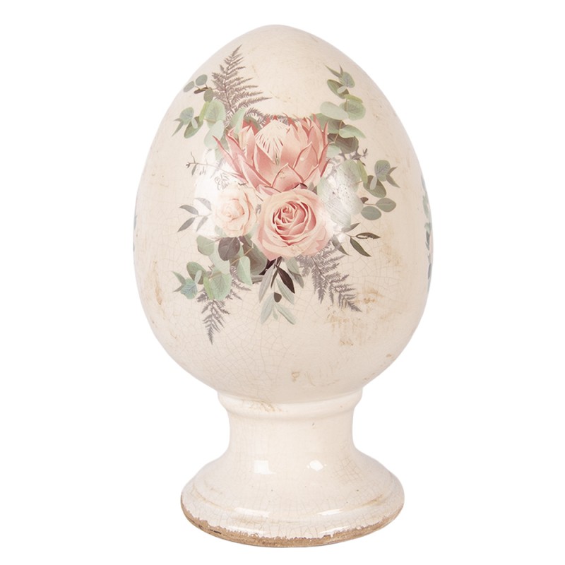 Clayre & Eef Decoratie Beeld Ei Ø 15x24 cm Beige Keramiek