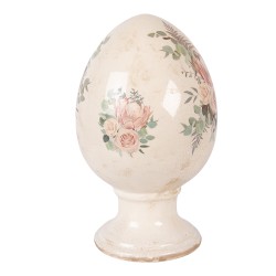 Clayre & Eef Decoratie Beeld Ei Ø 15x24 cm Beige Keramiek